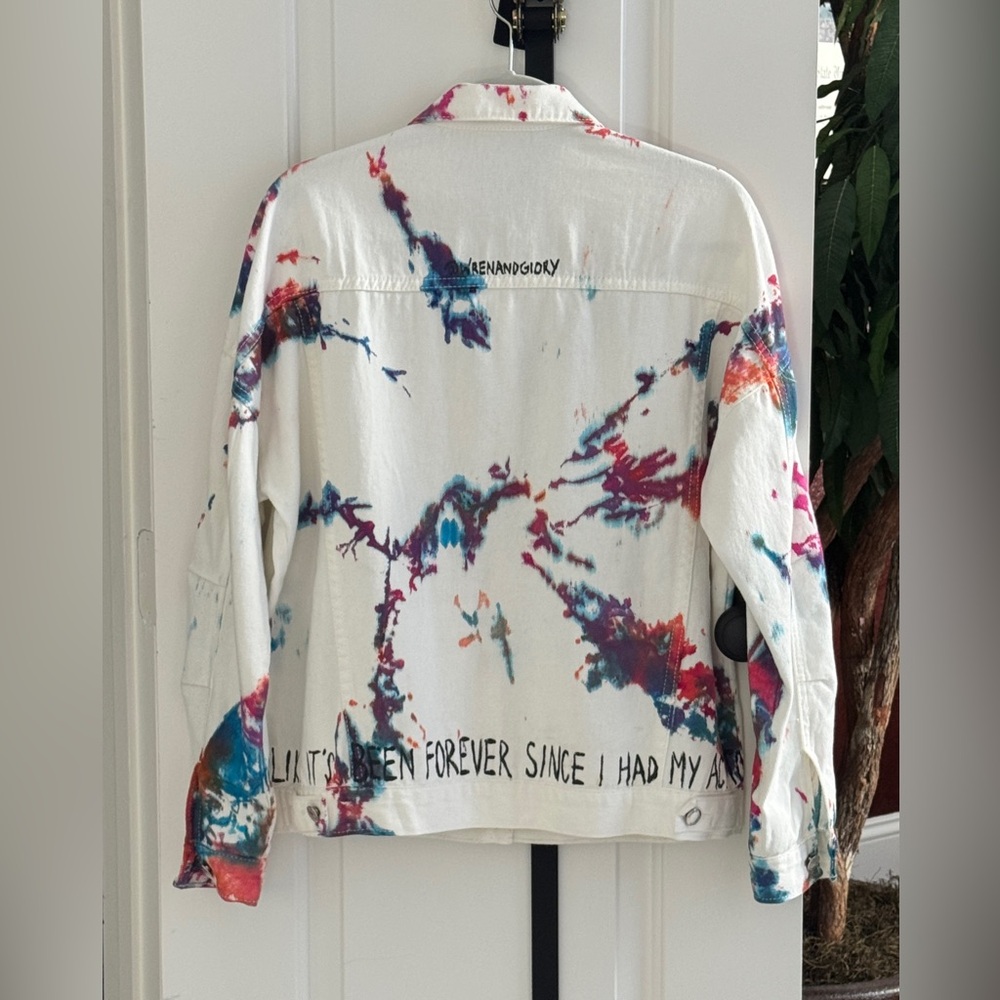 *NWOT* - WREN & GLORY COLORFUL SPLATTER DENIM JACKET - Picture 2 of 12